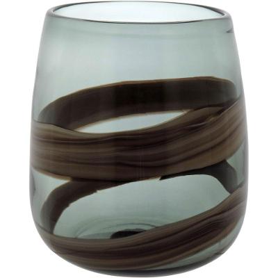 Vaso Decorativo Enfeite Casa Vidro 19x17x17cm Marrom