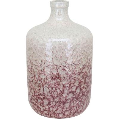 Vaso Decorativo Enfeite Casa Cerâmica 30x18x18cm Rosa