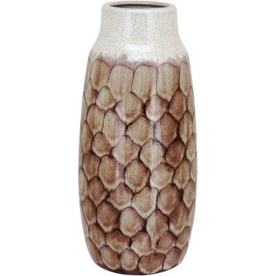 Vaso Decorativo Enfeite Casa Cerâmica 35x16x16cm Marrom