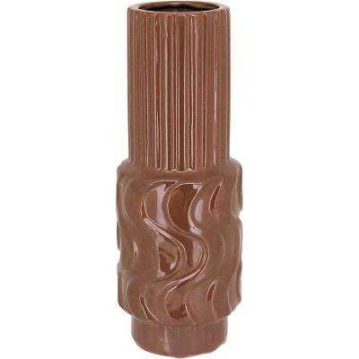 Vaso Decorativo Enfeite Casa Cerâmica 40x14x14cm Laranja