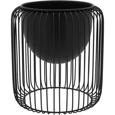 Cachepô Vaso Decorativo Planta Metal 28x26x26cm Preto