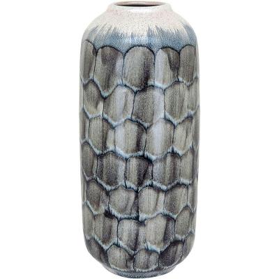 Vaso Decorativo Enfeite Casa Cerâmica 32x14x14cm Azul