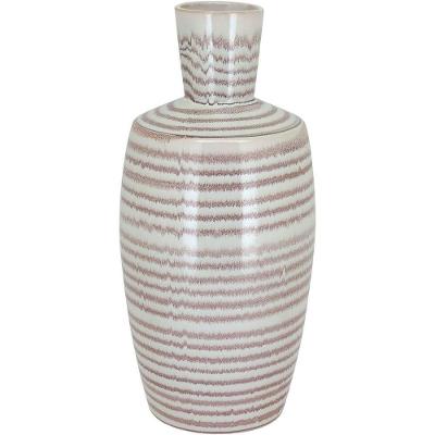 Vaso Decorativo Enfeite Casa Cerâmica 37x17x17cm Creme