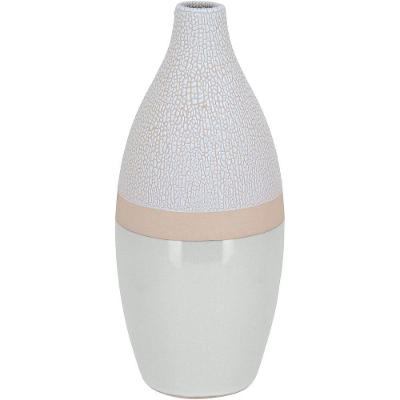 Vaso Decorativo Enfeite Casa Cerâmica 30x14x14cm Marfim