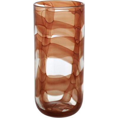 Vaso Decorativo Enfeite Casa Vidro 28x12x12cm âmbar