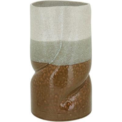 Vaso Decorativo Enfeite Casa Cerâmica 28x16x16cm Marrom