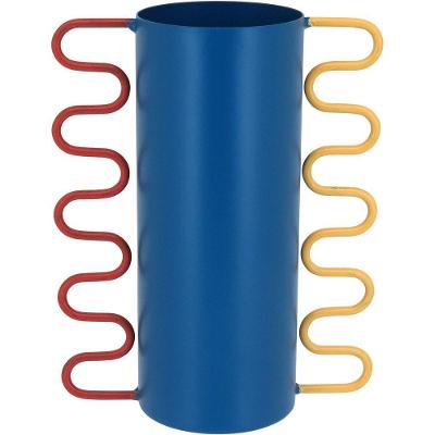 Vaso Decorativo Enfeite Casa Metal 20x12x12cm Azul