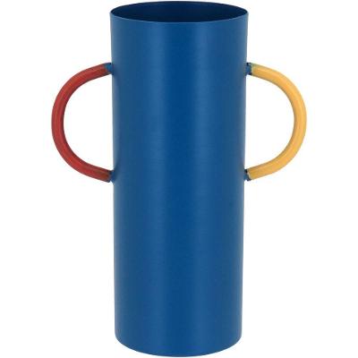Vaso Decorativo Enfeite Casa Metal 15x11x11cm Azul