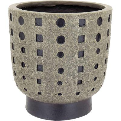 Cachepô Resina 28x27x27cm Cinza Vaso Decorativo Enfeite Casa Planta