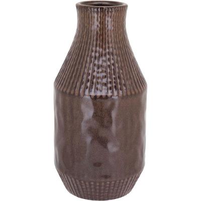 Vaso Decorativo Enfeite Casa Cerâmica 29x14x14cm Marrom