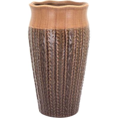 Vaso Decorativo Enfeite Casa Cerâmica 27x14x14cm Marrom