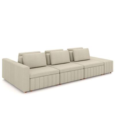 Sofá Ilha E Puff Sala Living 365cm Siesta M22 Linho Areia - Mpozenato