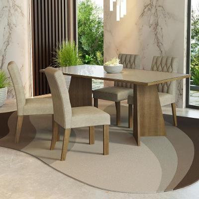 Conjunto Sala Jantar Mesa Vidro 4 Cadeiras Rustic