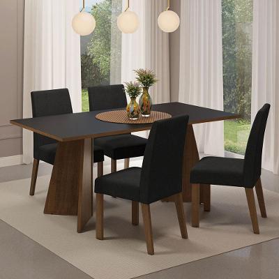 Conjunto Sala Jantar Mesa Madeira 4 Cadeiras Rustic