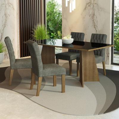 Conjunto Sala Jantar Mesa Vidro 4 Cadeiras Rustic