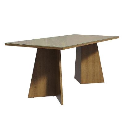 Mesa Jantar Retangular Tampo Vidro Rustic-crema