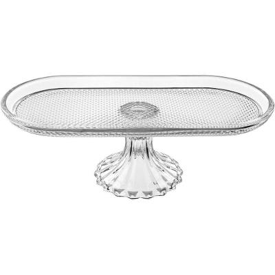 Prato Com Pé Bolo Boleira Home&co Oval Vidro 12x34x16cm Transparente