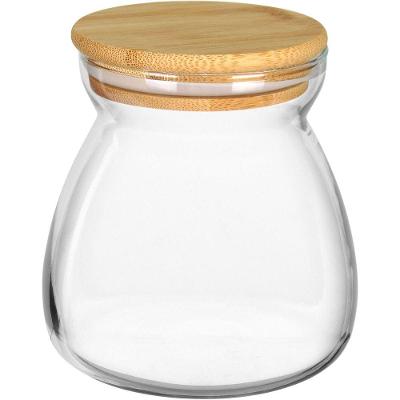 Pote Porta Mantimentos Home&co Com Tampa Bambu Borossilicato 650ml 11x8x8cm Transparente