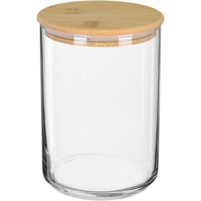 Pote Porta Mantimentos Home&co Tampa Bambu Vidro 750ml 14x10x10cm Transparente