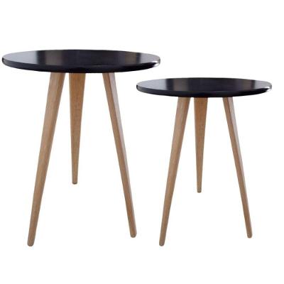 Kit 2 Mesa De Cabeceira Mesa De Apoio Lateral Canto Pé Palito 56 E 68 Cm preto