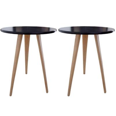 Kit 2 Mesa De Cabeceira Mesa De Apoio Lateral Canto Pé Palito 56 Cm preto