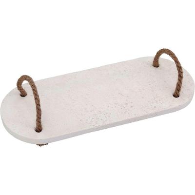 Bandeja Alça Fibra Marmore 1x14x34cm Branco Decorativa Para Servir