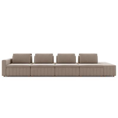 Sofá Ilha E Puff Sala Living 505cm Siesta M22 Veludo Bege - Mpozenato