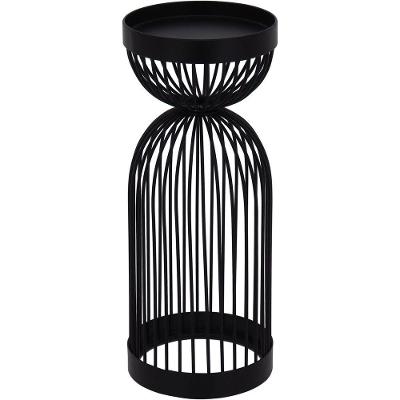 Castiçal Porta Vela Metal 26x10x10cm Preto