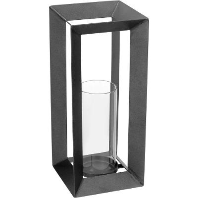 Castiçal Porta Vela Metal 38x16x16cm Cinza