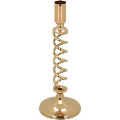 Castiçal Porta Vela Metal 23x8x8cm Dourado