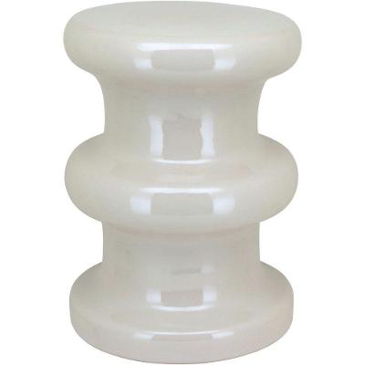 Banqueta Banco Decorativo Jardim Gardem Cerâmica 45x33x33cm Creme