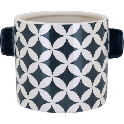Cachepô Cerâmica 11x15x15cm Azul Decorativo Planta Vaso
