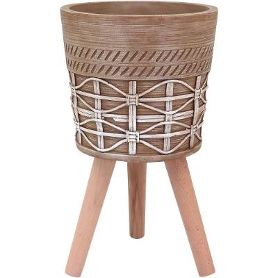 Cachepô Vaso Dcorativo Enfeite Casa Planta Resina 52x31x31cm Bege