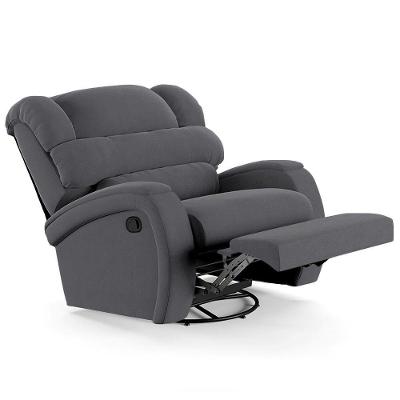 Poltrona Do Papai Reclinável Kalie Glider Giratória Usb Fh9 Veludo Cinza - Mpozenato