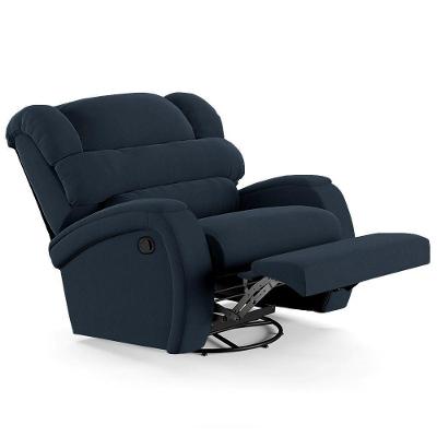 Poltrona Do Papai Reclinável Kalie Glider Giratória Massagem Fh9 Veludo Azul - Mpozenato