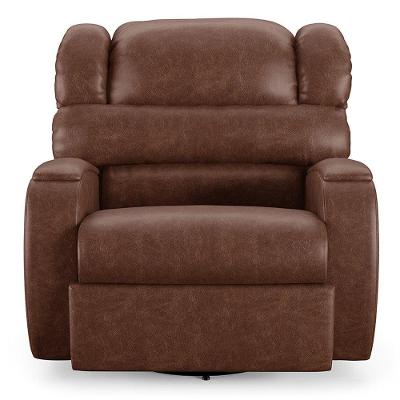 Poltrona Do Papai Reclinável Kalie Glider Giratória Usb Fh9 Pu Marrom Brilho - Mpozenato