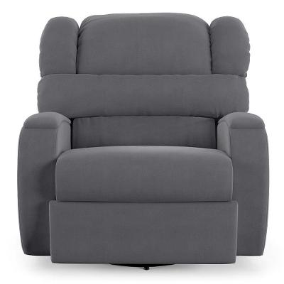 Poltrona Do Papai Reclinável Kalie Glider Giratória Massagem Fh9 Veludo Cinza - Mpozenato