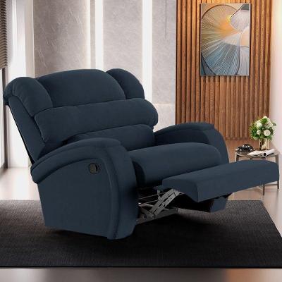 Poltrona Do Papai Reclinável Kalie Manual Gatilho Fh9 Veludo Azul - Mpozenato