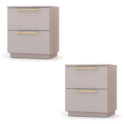 Mesa De Cabeceira 2 Gavetas 50cm Kit 2 Dubai Alasca - Vlr Móveis