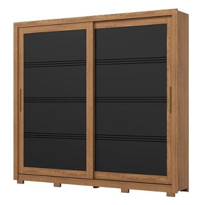 Guarda Roupa Casal Medelín 2 Portas Deslizantes Nature Preto - Henn