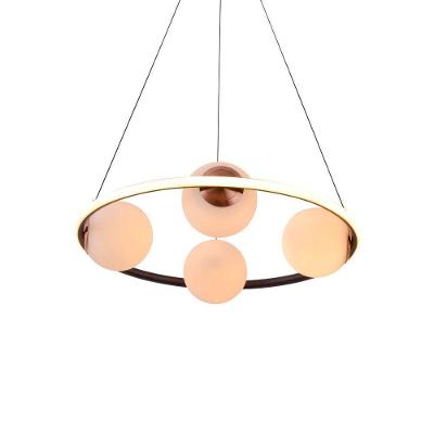 Lustre Pendente Nordecor Hoop Uno 2308 Preto - Cobre E27 Led Bivolt