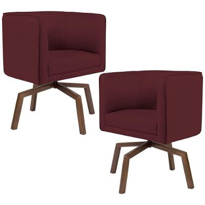 Kit 02 Poltronas Betina D02 Veludo Marsala C-278