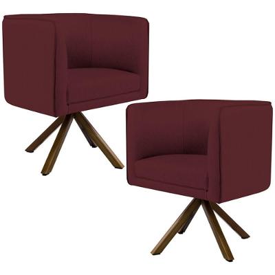 Kit 02 Poltronas Base Giratória Veludo Marsala C-278