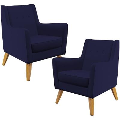 Kit 02 PoltronasTaroba D02 Veludo Azul Marinho C-304