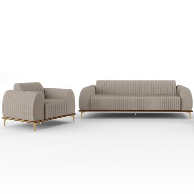 Kit Sofá 2 Lugares 150Cm Com Poltrona Molino Bege C-107