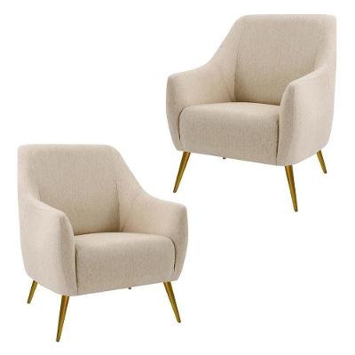 Kit 2 Poltronas Paloma New Bronze D02 Linho Bege C-129