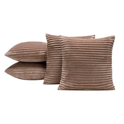 Kit 4 Almofadas Cheias Isabel 45X45 Tecido Jacquard Flannel Macio - Cáqui
