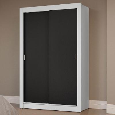 Guarda-Roupa Solteiro 2 Portas Correr Branco/Preto