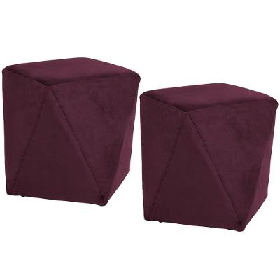 Kit 02 Puffs Decorativo Ametista D02 Veludo Marsala C-278