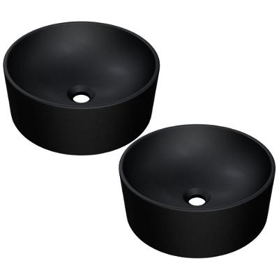 Kit 02 Cubas De Apoio Redonda Para Banheiro Lavabo C01 Bl34w Preto Matte Fosca - Lyam